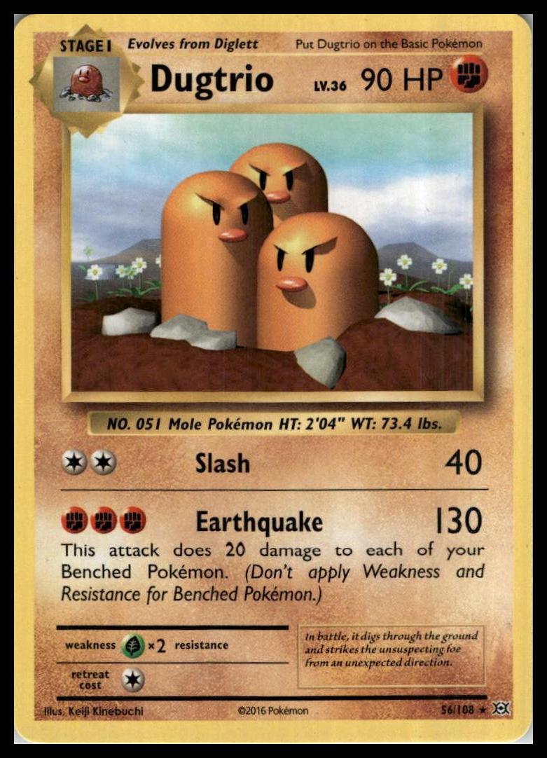 Dugtrio Rare 56/108 XY - Evolutions Pokémon 000160