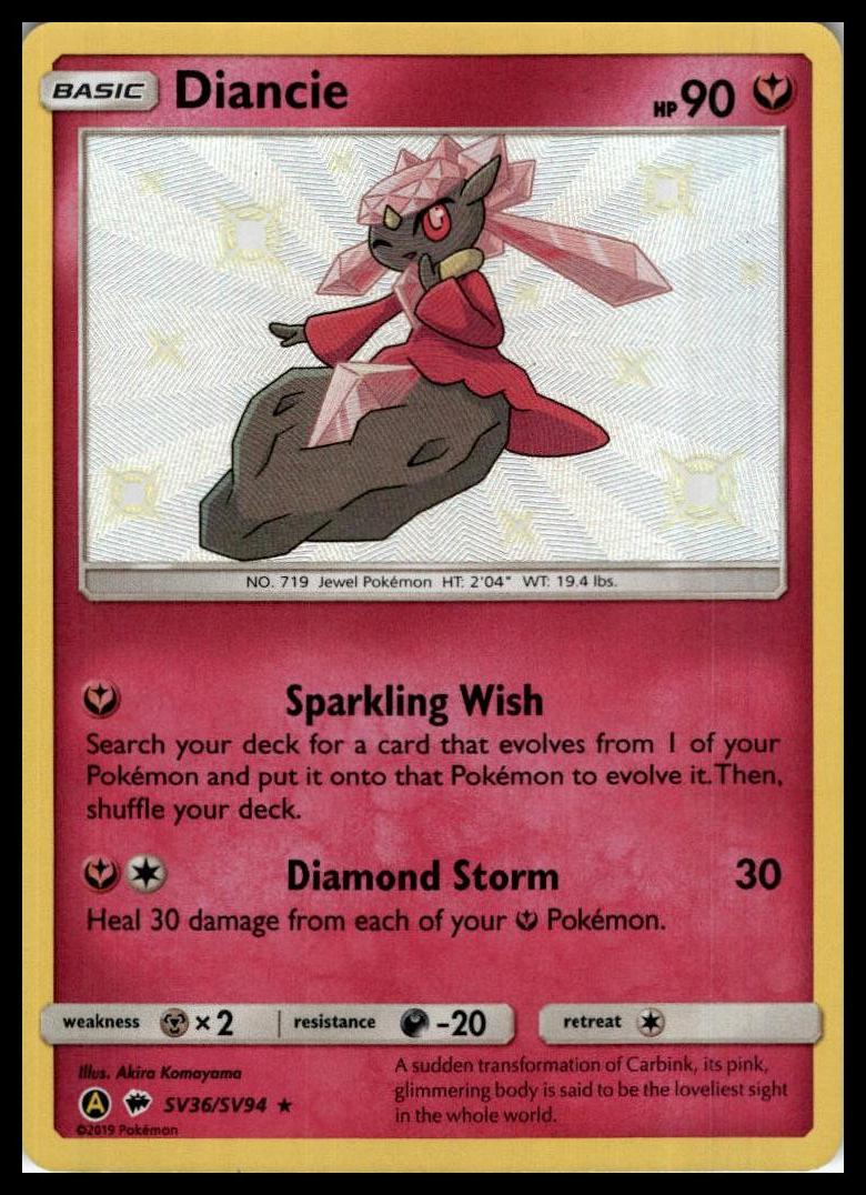Diancie Shiny Holo Rare SV36/SV94 Hidden Fates: Shiny Vault Pokémon 000276