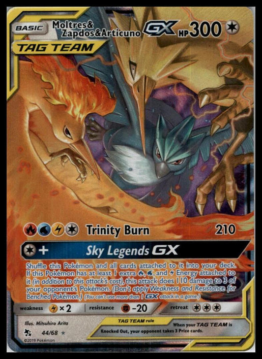 Moltres & Zapdos & Articuno GX Ultra Rare 44/68 Hidden Fates Pokémon 000094