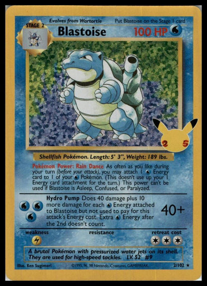 Blastoise 2/102 Celebrations: Classic Collection Pokémon 000100
