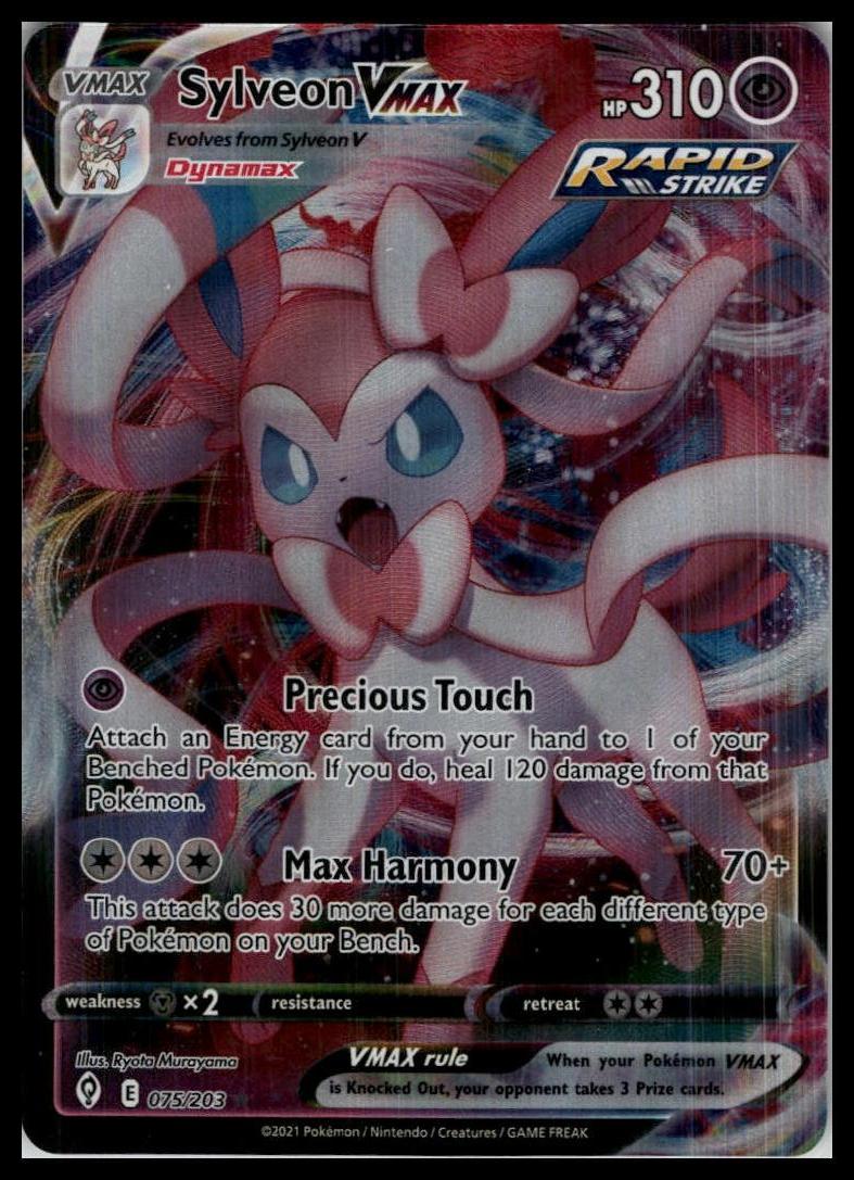 Sylveon VMAX Ultra Rare 075/203 SWSH07: Evolving Skies Pokémon 000112