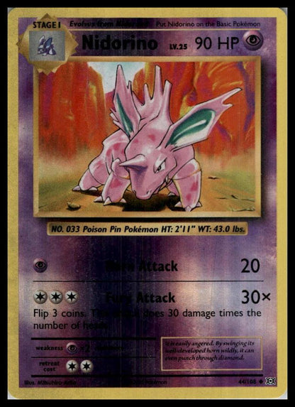 Nidorino Uncommon 44/108 XY - Evolutions Reverse Holo Pokémon 000158
