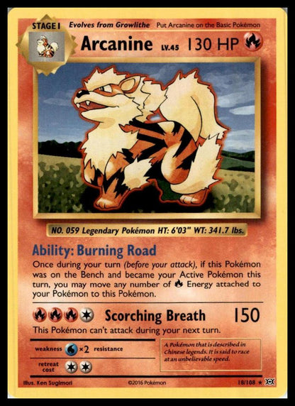 Arcanine Rare 18/108 XY - Evolutions Pokémon 000171