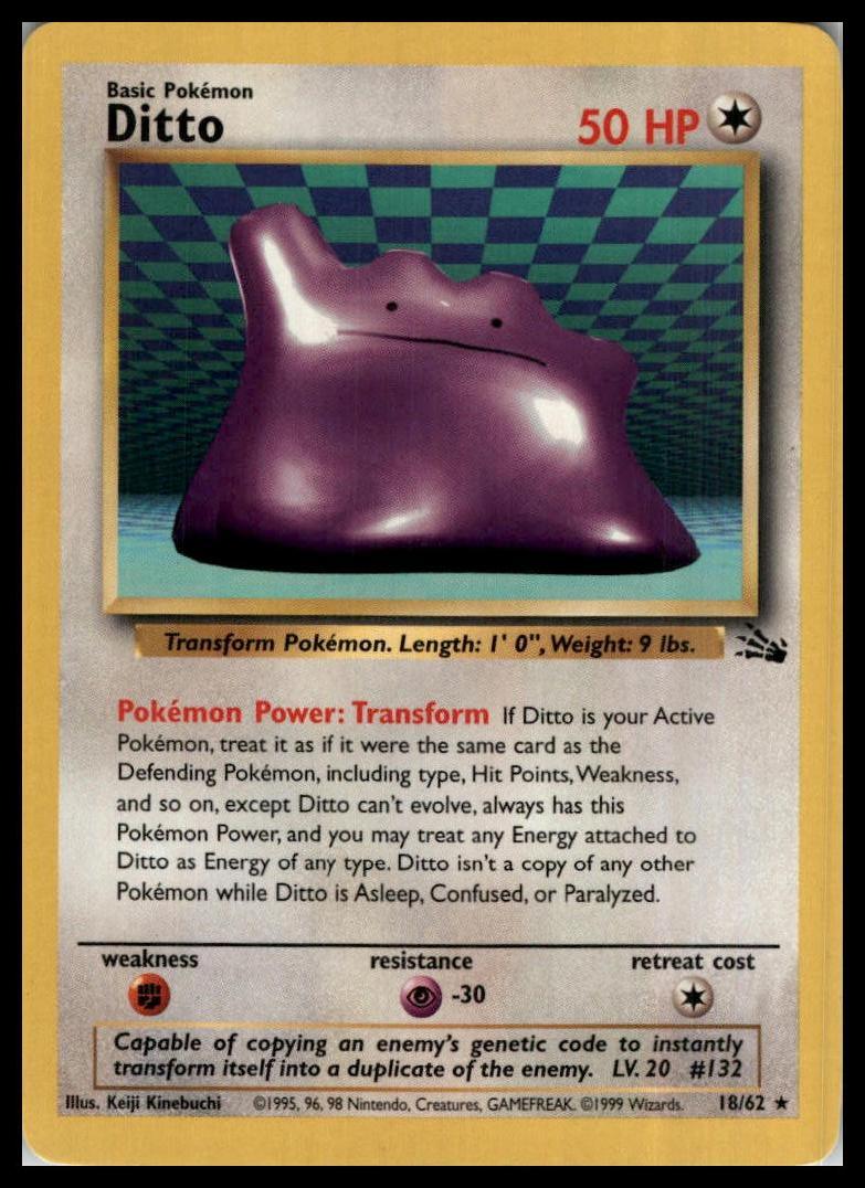 Ditto Rare 18/62 Fossil Pokémon 000174