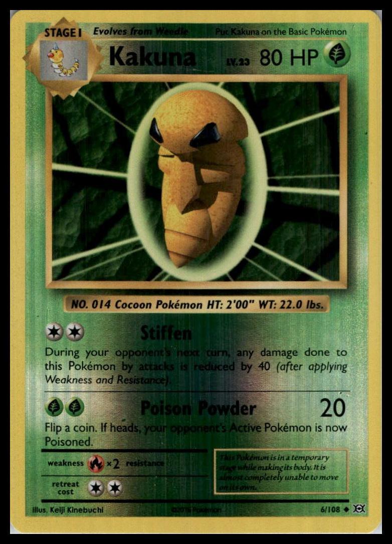 Kakuna Uncommon 6/108 XY - Evolutions Reverse Holo Pokémon 000178