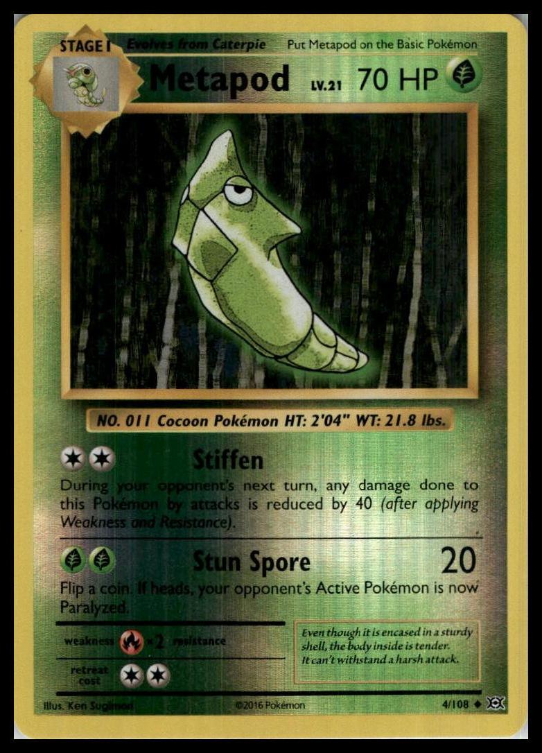 Metapod Uncommon 4/108 XY - Evolutions Reverse Holo Pokemon 000179