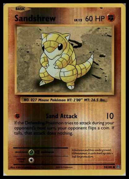 Sandshrew Common 54/108 XY - Evolutions Reverse Holo Pokemon 000183
