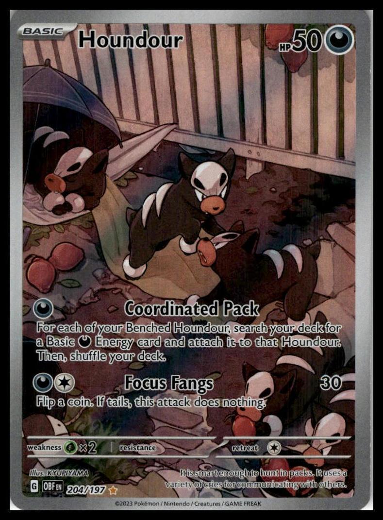 Houndour 204/197 SV03: Obsidian Flames Pokemon 000201