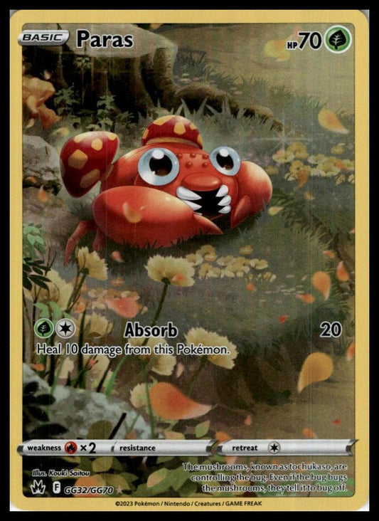 Paras Ultra Rare GG32/GG70 Crown Zenith: Galarian Gallery Pokemon 000236