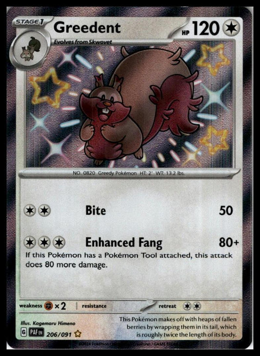 Greedent 206/091 SV: Paldean Fates Pokemon 000257