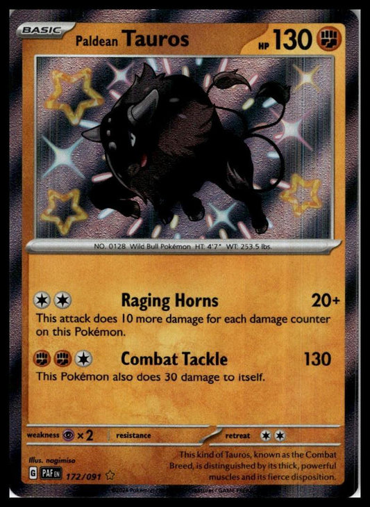 Paldean Tauros 172/091 SV: Paldean Fates Pokemon 000261