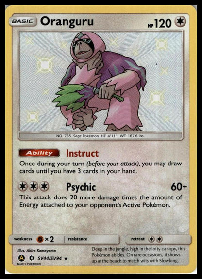 Oranguru Shiny Holo Rare SV44/SV94 Hidden Fates: Shiny Vault Pokémon 000272