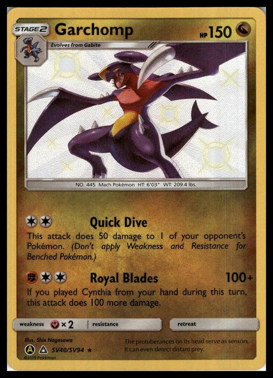 Garchomp Shiny Holo Rare SV40/SV94 Hidden Fates: Shiny Vault Pokémon 000275