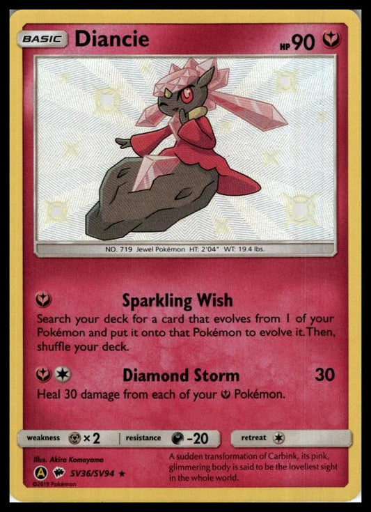 Diancie Shiny Holo Rare SV36/SV94 Hidden Fates: Shiny Vault Pokémon 000276