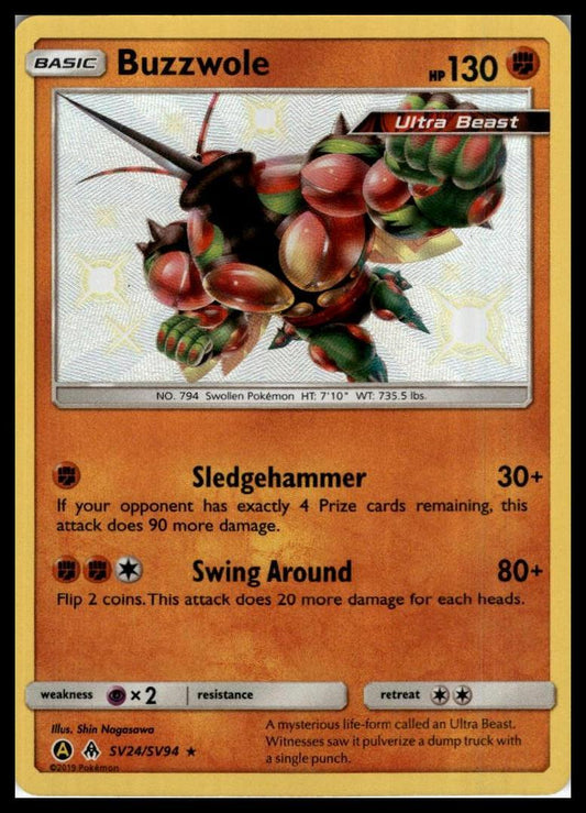 Buzzwole Shiny Holo Rare SV24/SV94 Hidden Fates: Shiny Vault Pokémon 000282