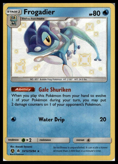 Frogadier Shiny Holo Rare SV12/SV94 Hidden Fates: Shiny Vault Pokémon 000284