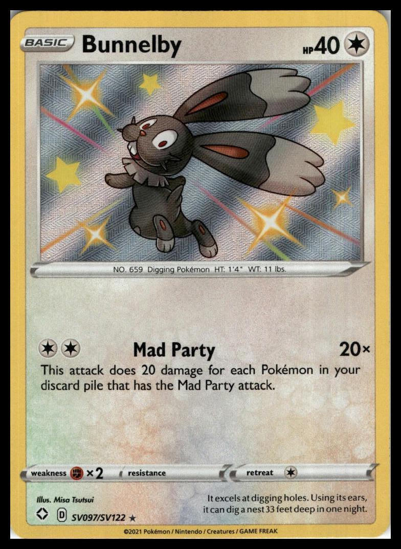 Bunnelby Shiny Holo Rare SV097/SV122 Shining Fates: Shiny Vault Pokémon 000289