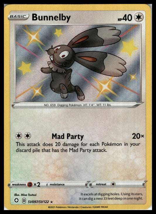 Bunnelby Shiny Holo Rare SV097/SV122 Shining Fates: Shiny Vault Pokémon 000289