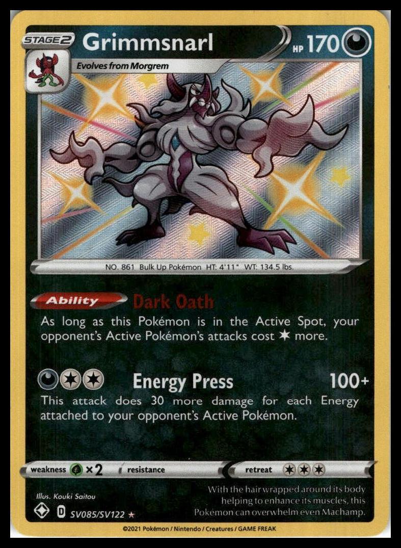 Grimmsnarl Shiny Holo Rare SV085/SV122 Shining Fates: Shiny Vault Pokémon 000291