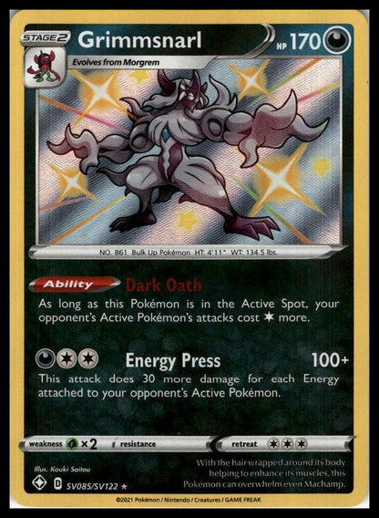 Grimmsnarl Shiny Holo Rare SV085/SV122 Shining Fates: Shiny Vault Pokémon 000291