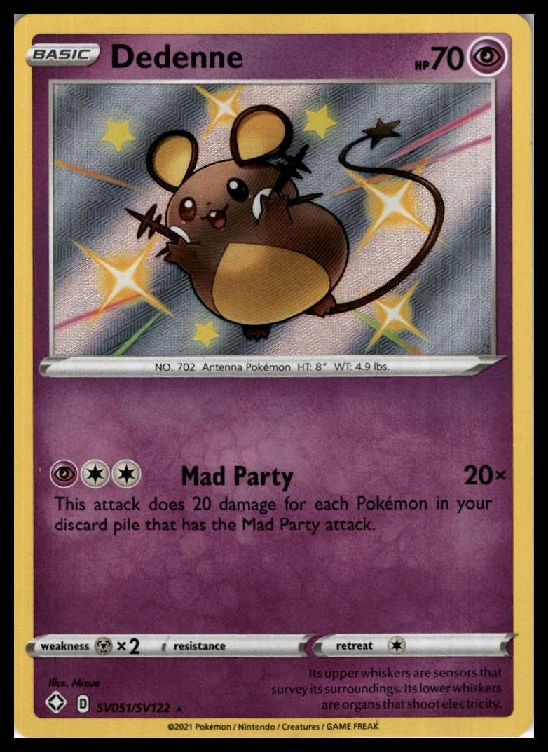 Dedenne Shiny Holo Rare SV051/SV122 Shining Fates: Shiny Vault Pokémon 000294