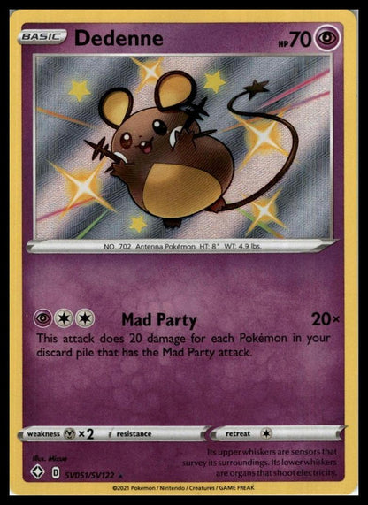 Dedenne Shiny Holo Rare SV051/SV122 Shining Fates: Shiny Vault Pokémon 000294
