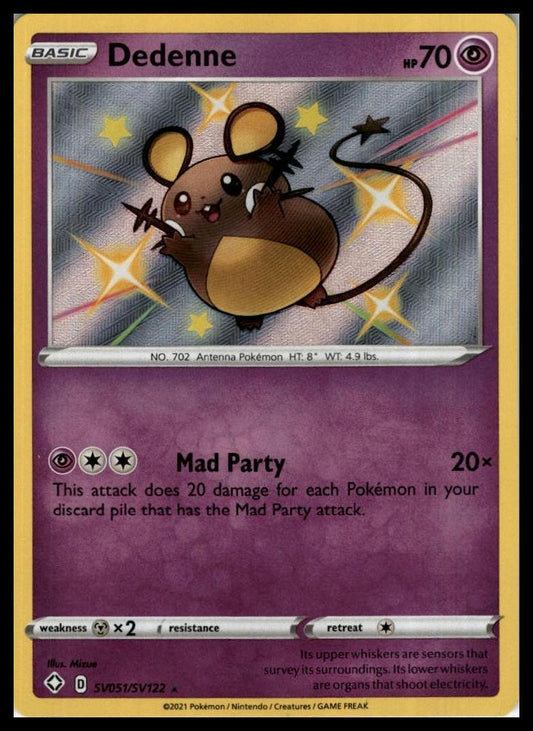 Dedenne Shiny Holo Rare SV051/SV122 Shining Fates: Shiny Vault Pokémon 000294