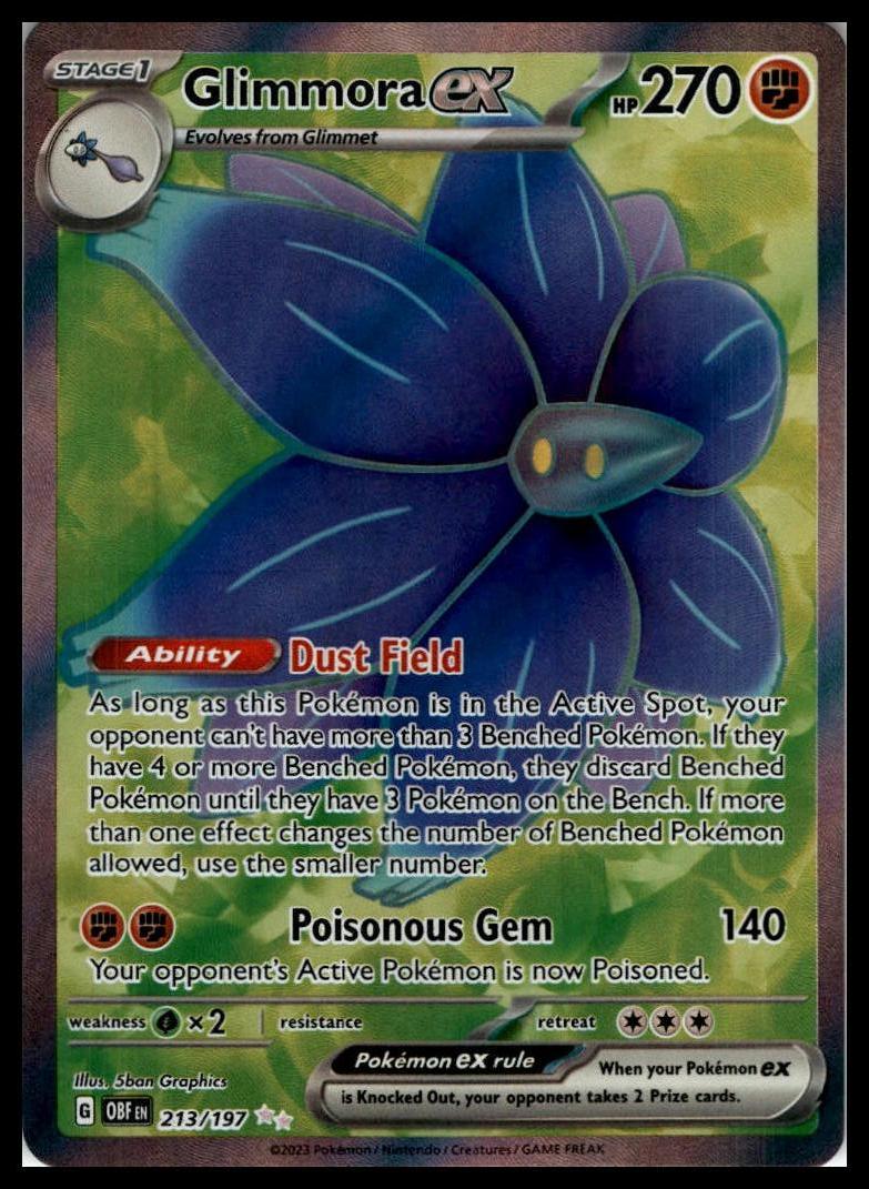 Glimmora ex Ultra Rare 213/197 SV03: Obsidian Flames Pokémon 000301