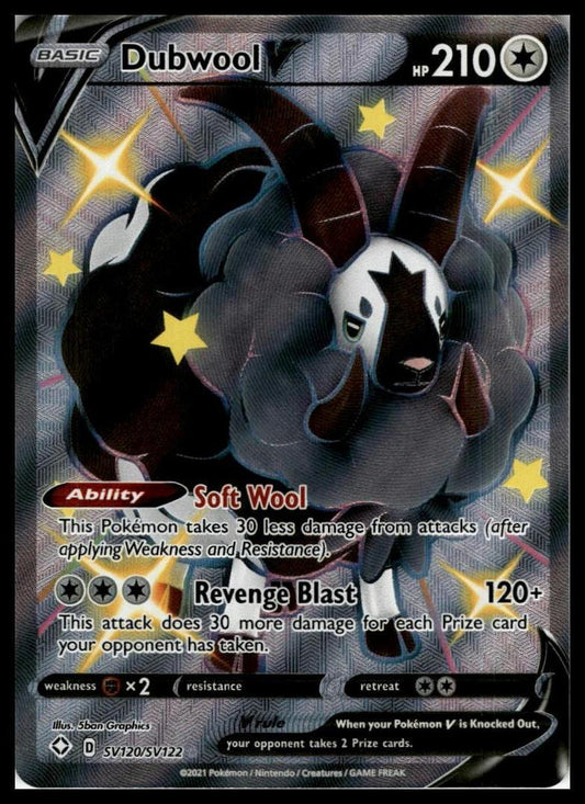 Dubwool V Shiny Holo Rare SV120/SV122 Shining Fates: Shiny Vault Pokémon 000311