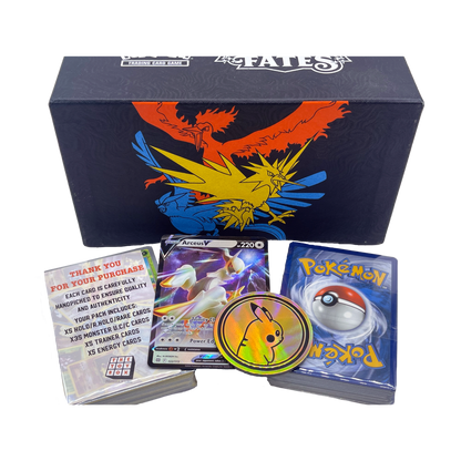 Pokémon Box Bundle – 100 cartes Pokémon assorties, 1 carte ultra rare et pièce de jeu 