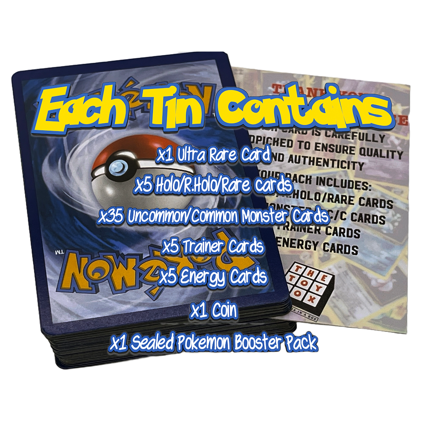 Pokémon Mini Tin Bundle – 50 cartes Pokémon assorties, x1 booster scellé, x1 carte ultra rare et pièce de jeu