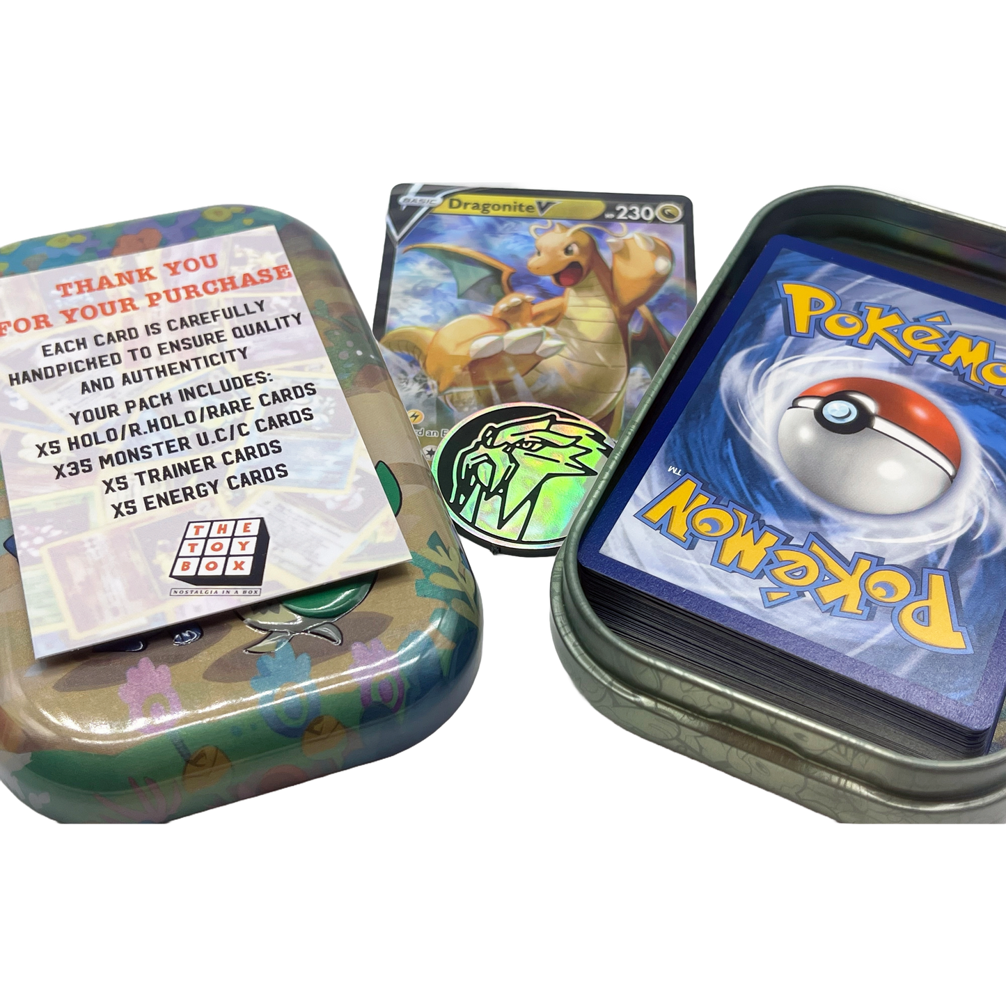 Pokémon Mini Tin Bundle – 50 cartes Pokémon assorties, 1 carte ultra rare et pièce de jeu