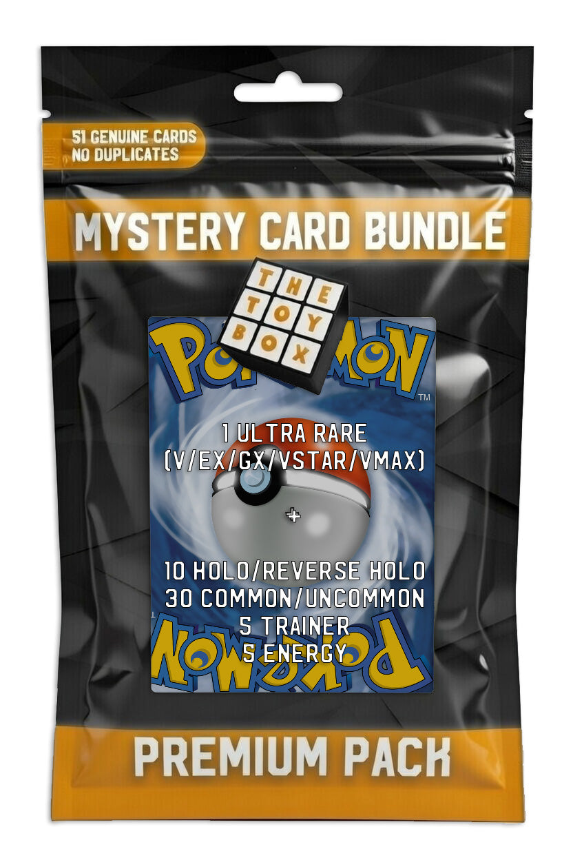 Ultimate Shiny Card Bundle - 50 Random Cards Guaranteed 10 Holos + 1 Rare Ultra Shiny Card Plus The Toy Box Card Compatible with Pokemon TCG