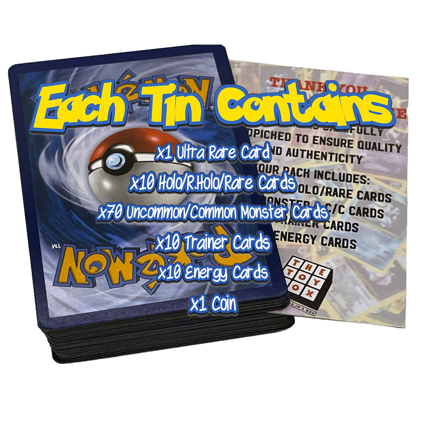 Pokémon Tin Bundle – 100 cartes Pokémon assorties, 1 carte ultra rare et pièce de jeu