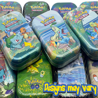 Pokémon Mini Tin Bundle – 50 cartes Pokémon assorties, x1 booster scellé, x1 carte ultra rare et pièce de jeu