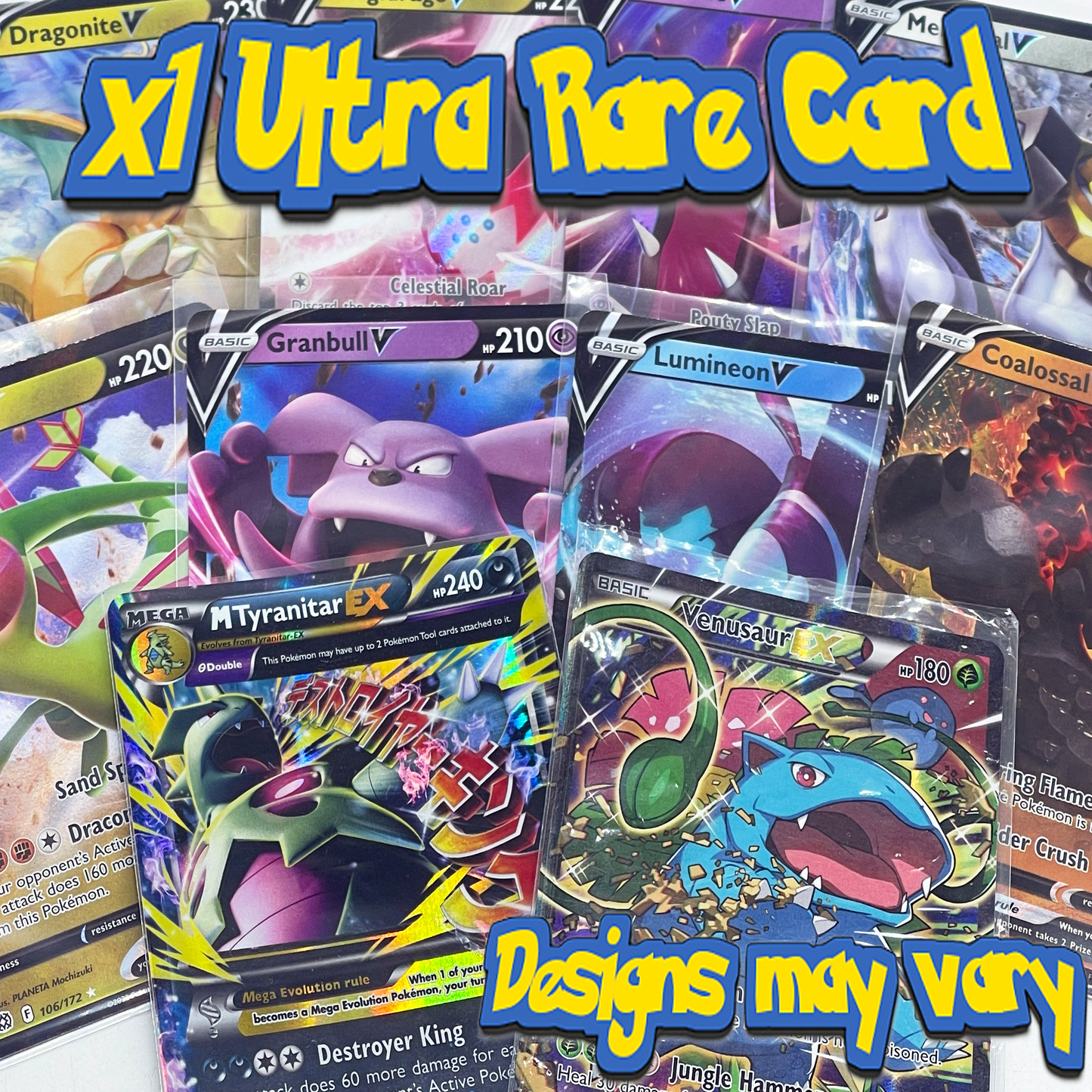 Pokémon Box Bundle – 100 cartes Pokémon assorties, 1 carte ultra rare et pièce de jeu 