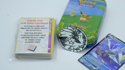 Pokémon Mini Tin Bundle – 50 cartes Pokémon assorties, 1 carte ultra rare et pièce de jeu